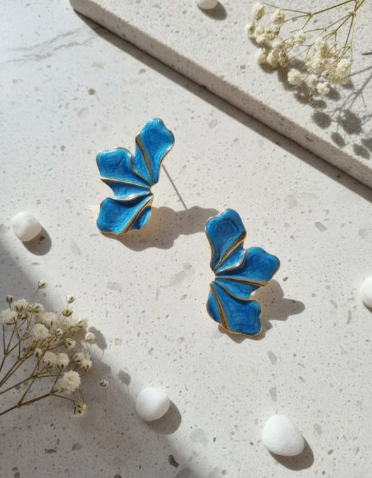 Aros “Flor Grande Multicolor – Stud” Azul