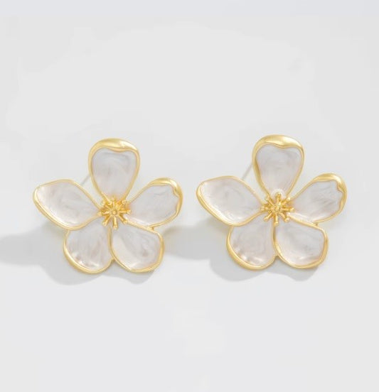 Aros "Tuerca de Flor" Blanco