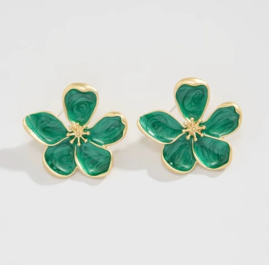 Aros "Tuerca de Flor" Verde