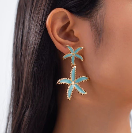 Aros "Colgantes de Flor de 5 Pétalos"