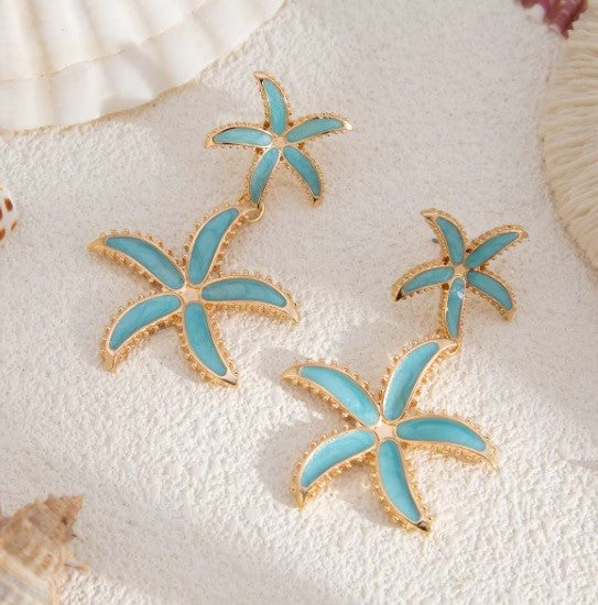 Aros "Colgantes de Flor de 5 Pétalos"