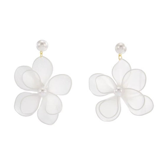 Aros "Colgantes de Gasa con Flores"