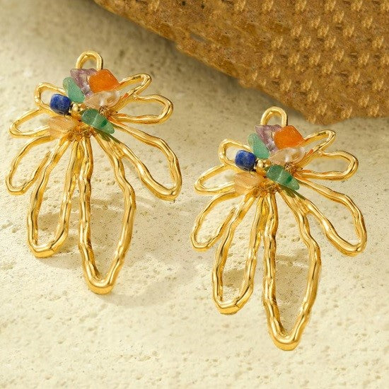 Aros "Flor con Piedras"