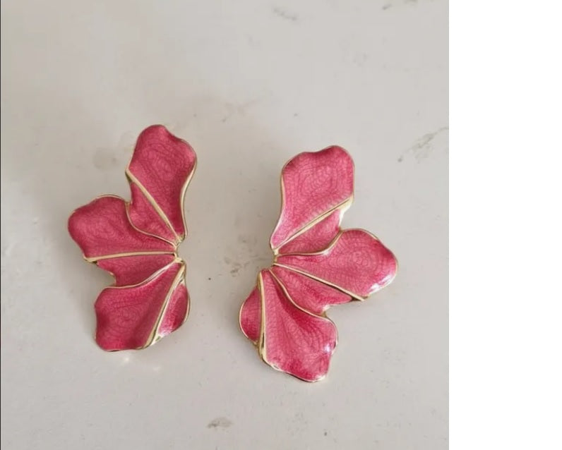 Aros “Flor Grande Multicolor – Stud” Rosa