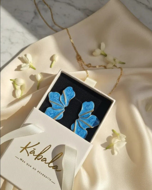 Aros “Flor Grande Multicolor – Stud” Azul
