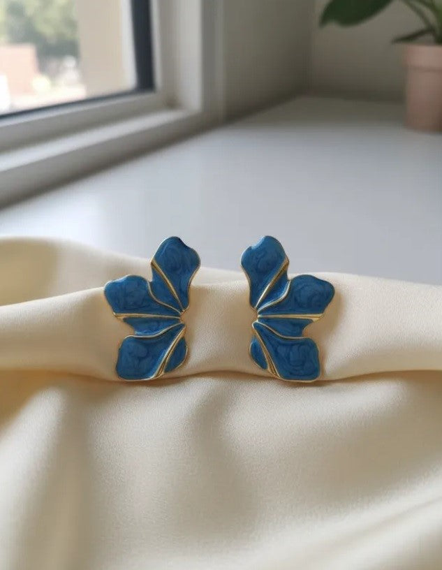 Aros “Flor Grande Multicolor – Stud” Azul