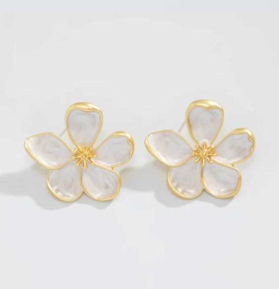 Aros "Tuerca de Flor" Blanco