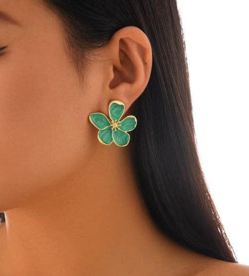 Aros "Tuerca de Flor" Verde