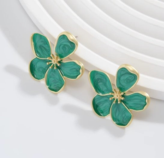 Aros "Tuerca de Flor" Verde