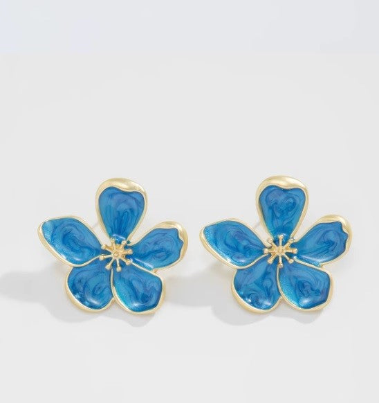 Aros "Tuerca de Flor" Azul