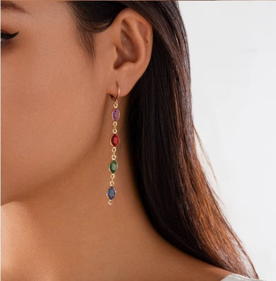 Aros Colgantes de Cristal Coloridos – Diseño Fashion