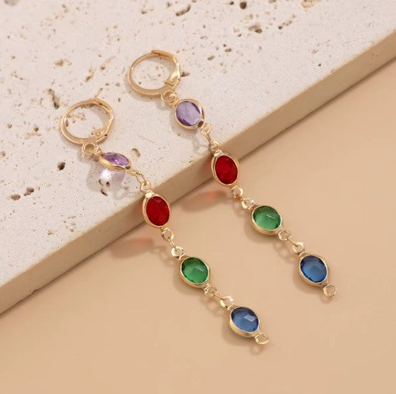 Aros Colgantes de Cristal Coloridos – Diseño Fashion