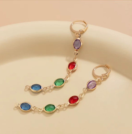 Aros Colgantes de Cristal Coloridos – Diseño Fashion