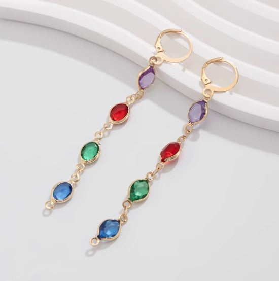 Aros Colgantes de Cristal Coloridos – Diseño Fashion