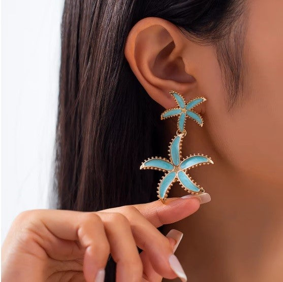 Aros "Colgantes de Flor de 5 Pétalos"