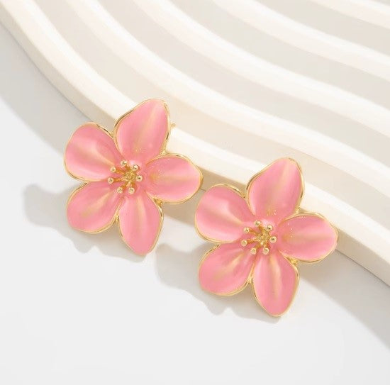 Aros “Flor con gotas” Blanco