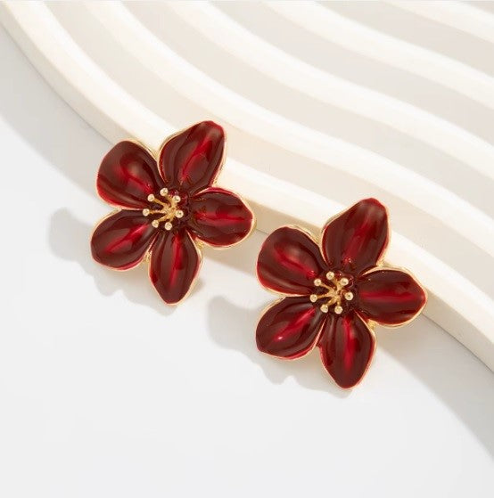 Aros “Flor con gotas” Blanco