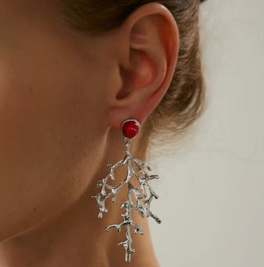 Aros “Rama de Coral” Plateado