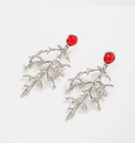 Aros “Rama de Coral” Plateado