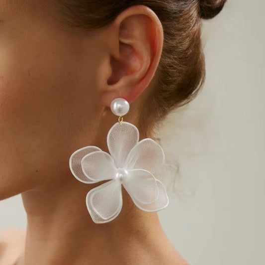 Aros "Colgantes de Gasa con Flores"