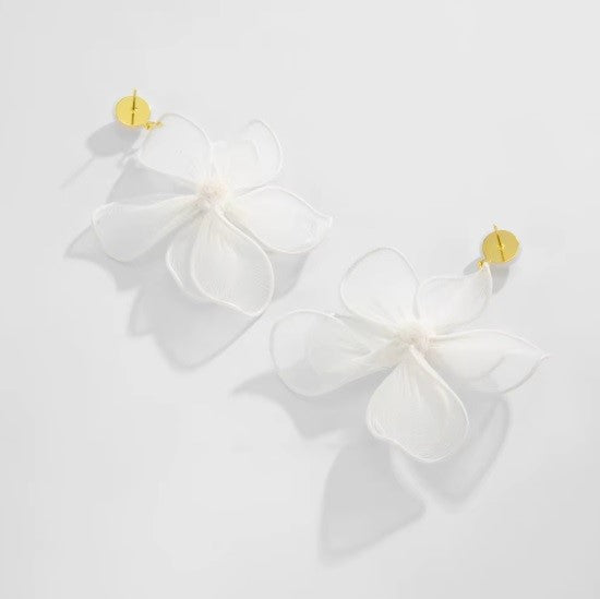 Aros "Colgantes de Gasa con Flores"