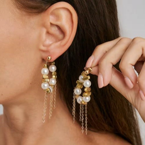 Aros Gota de Perla para Mujer Dorado — Elegancia Atemporal