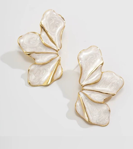 Aros “Flor Grande Multicolor – Stud” Blanco