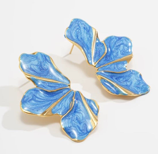 Aros “Flor Grande Multicolor – Stud” Azul