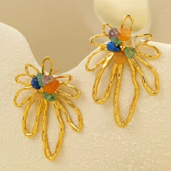 Aros "Flor con Piedras"