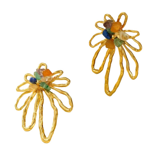 Aros "Flor con Piedras"