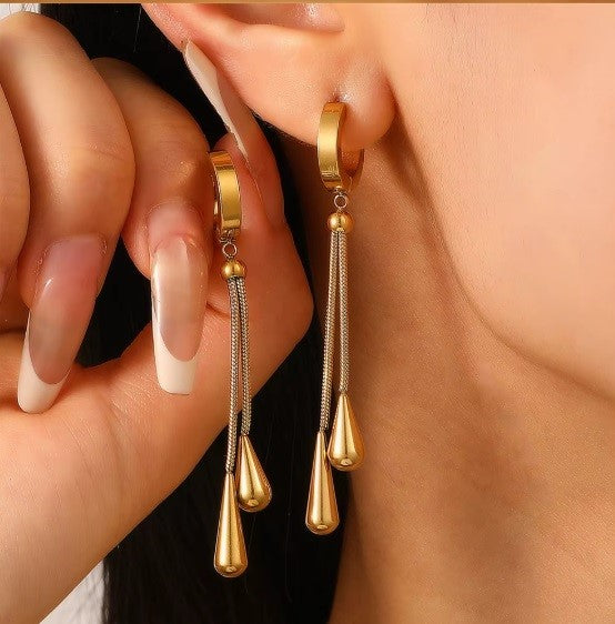Aros "Doble Cadena en gota" – Estilo Minimalista & Versátil