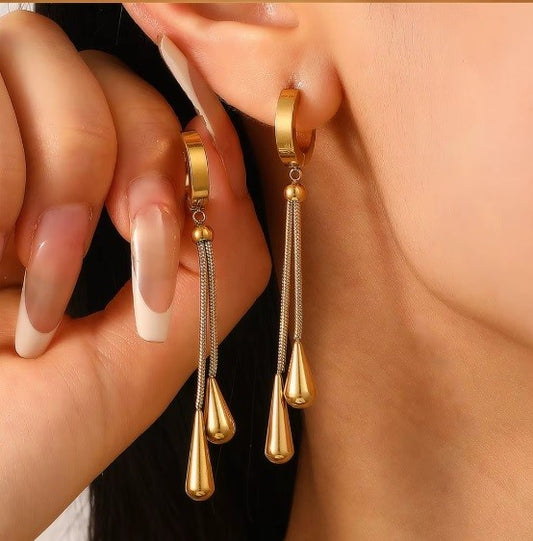 Aros "Doble Cadena en gota" – Estilo Minimalista & Versátil