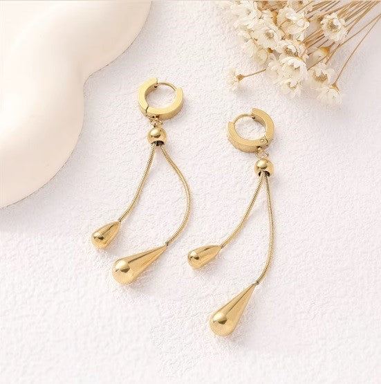 Aros "Doble Cadena en gota" – Estilo Minimalista & Versátil