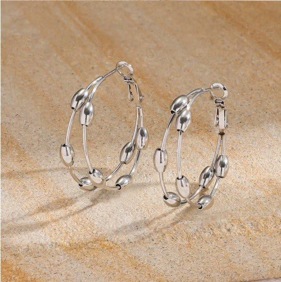 Aros "Circulo en capas" Plateado