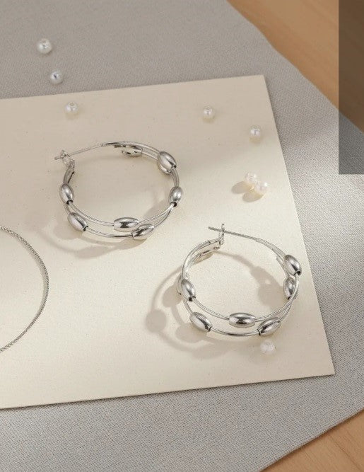 Aros "Circulo en capas" Plateado