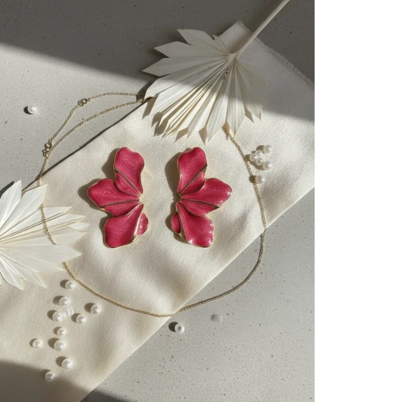 Aros “Flor Grande Multicolor – Stud” Rosa