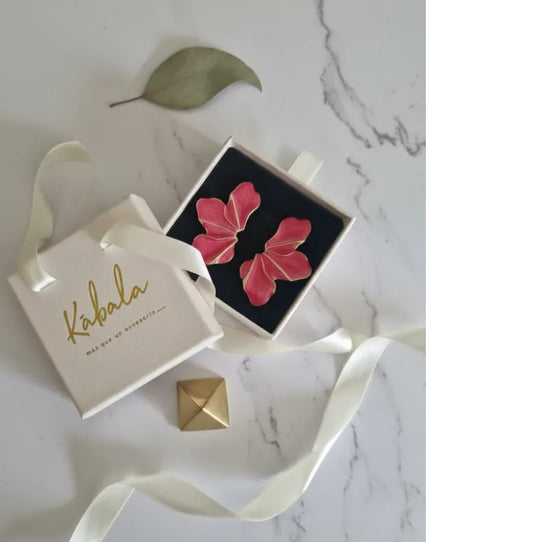 Aros “Flor Grande Multicolor – Stud” Rosa