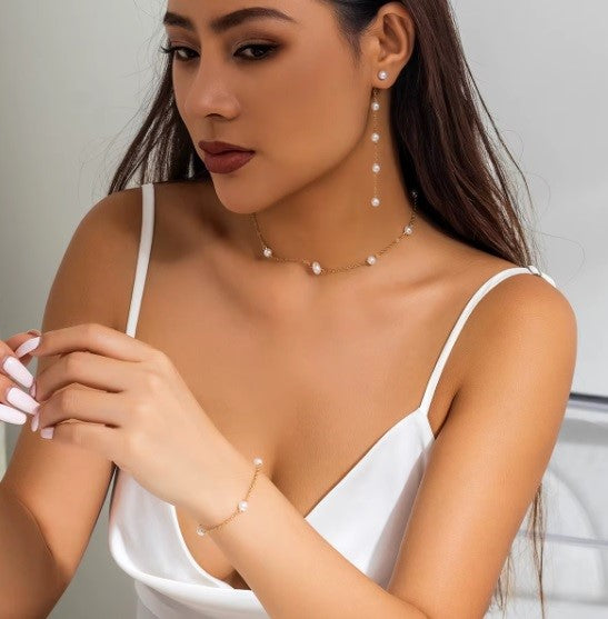 Set Elegance – Cadena de Perlas de Imitación + Opcional Pulsera/Colgante (Diseño Delicado)