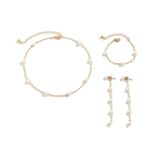 Set Elegance – Cadena de Perlas de Imitación + Opcional Pulsera/Colgante (Diseño Delicado)