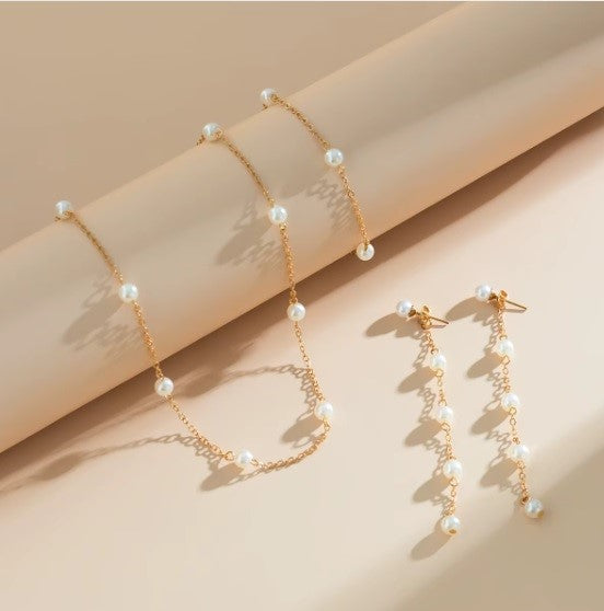 Set Elegance – Cadena de Perlas de Imitación + Opcional Pulsera/Colgante (Diseño Delicado)